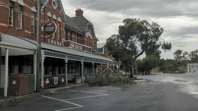 The Euroa Hotel cut a forlorn figure after storms rocked the town.