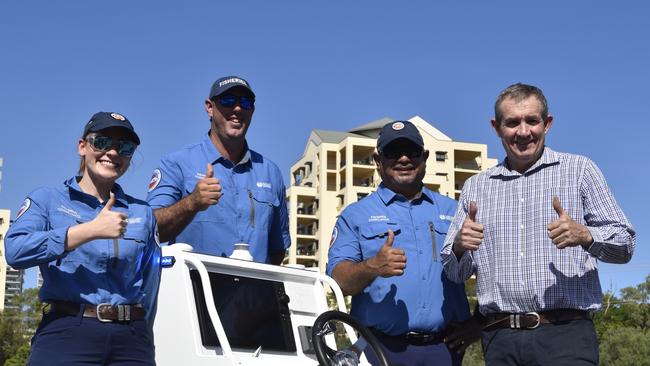 Deputy Chief Minister Gerard Maley and members of the Fisheries Compliance Unit. 17 April 2025. Picture: Aden Hill