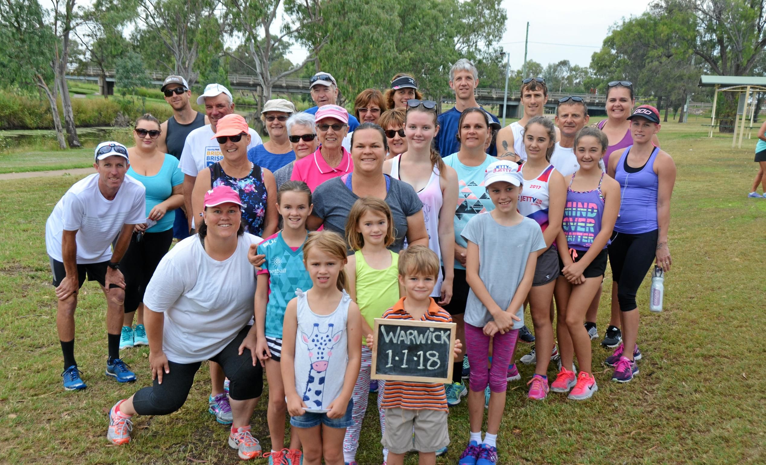 A large group of parkrunners from Stanthorpe started New Year's Day with a 7am run in Warwick. Picture: Gerard Walsh