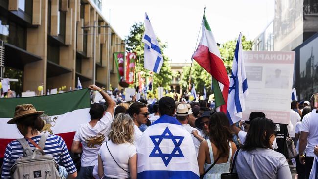 Large crowds also gathered in Sydney protesting against Hamas on the same day. Picture: NCA NewsWire/ Dylan Robinson