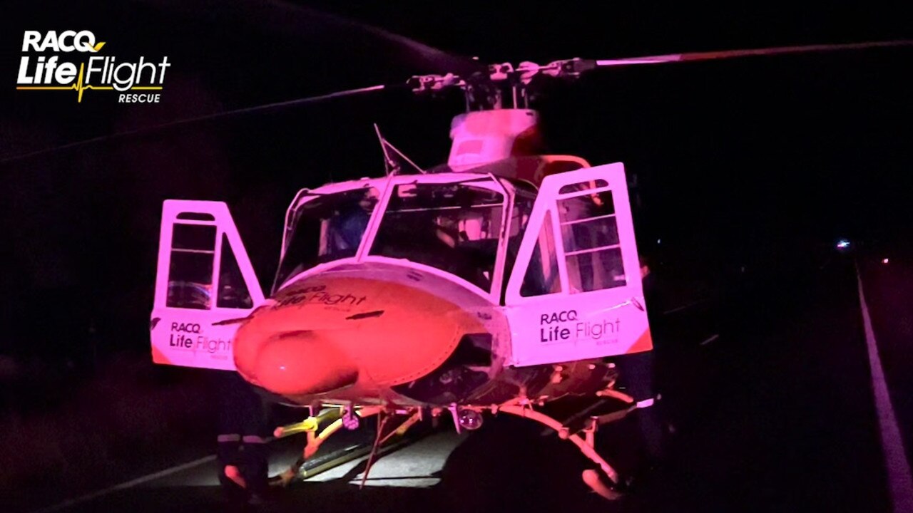 RACQ LifeFlight Rescue helicopter crew flown a man to hospital after a two vehicle crash in the Banana region on March 27, 2023. Picture: RACQ LifeFlight Rescue