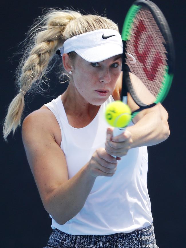 Tammi Patterson in action against Arina Rodionova. Picture: Michael Klein