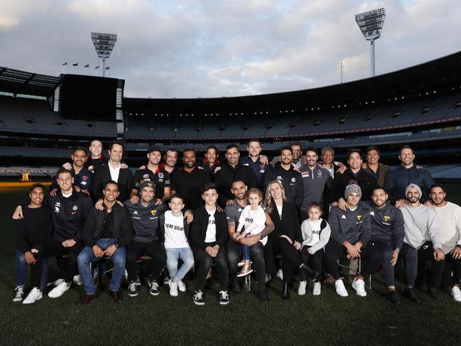 Indigenous stars flocked to the MCG to pay tribute to Hawk Shaun Burgoyne. Pic: Michael Willson, AFL Photos