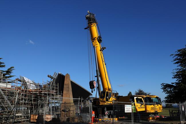 Construction of the Bridge of Remembrance across the Tasman Highway in Hobart. Picture: NIKKI DAVIS-JONES