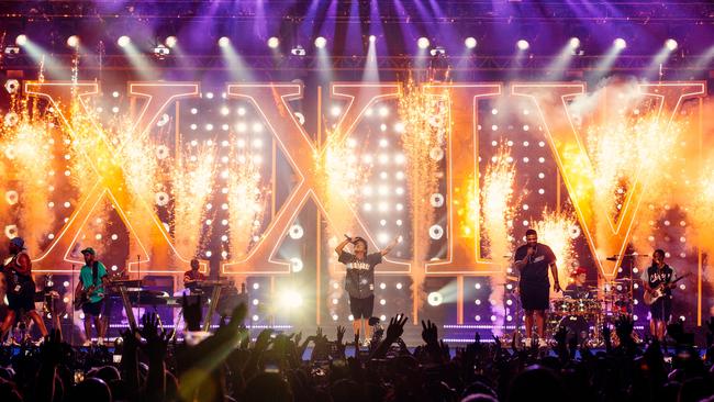 Bruno Mars rocking Rod Laver Arena in Melbourne. Picture: Live Nation