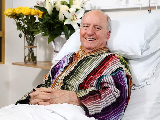 Alan Jones in hospital recovering from his recent 13-hour back operation.