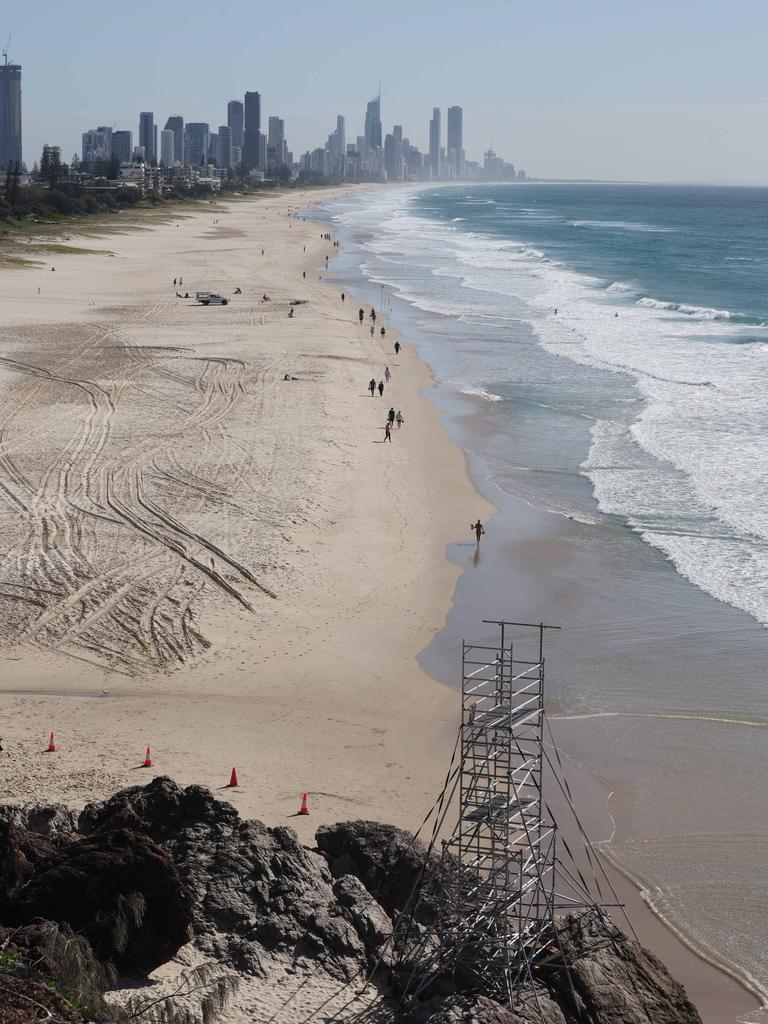 Props and staging being put into place on North Burleigh headland for weekend filming of "The Bluff". Picture Glenn Hampson