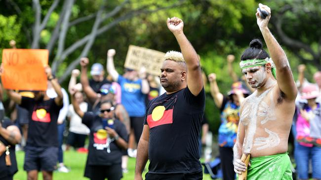 Townsville hosted a Black Lives Matter rally at Strand Park, despite COVID-19 regulations advising against large gatherings. Hundreds showed up for the moving, peaceful protest. PICTURE: MATT TAYLOR.