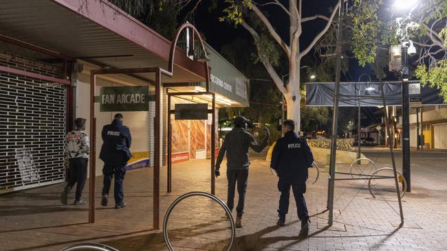 The Northern Territory Police Commissioner has activated a snap 72 hour curfew between the hours of 10pm-6am, after what was described as a “horror” weekend in Alice Springs for both police and residents. Picture: Grenville Turner