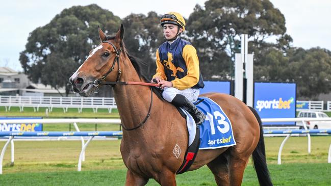 Ryan Houston returns to the mounting yard on British Columbia after winning the Sportsbet Same Race Multi Handicap at Caulfield. Picture: Reg Ryan / Racing Photos