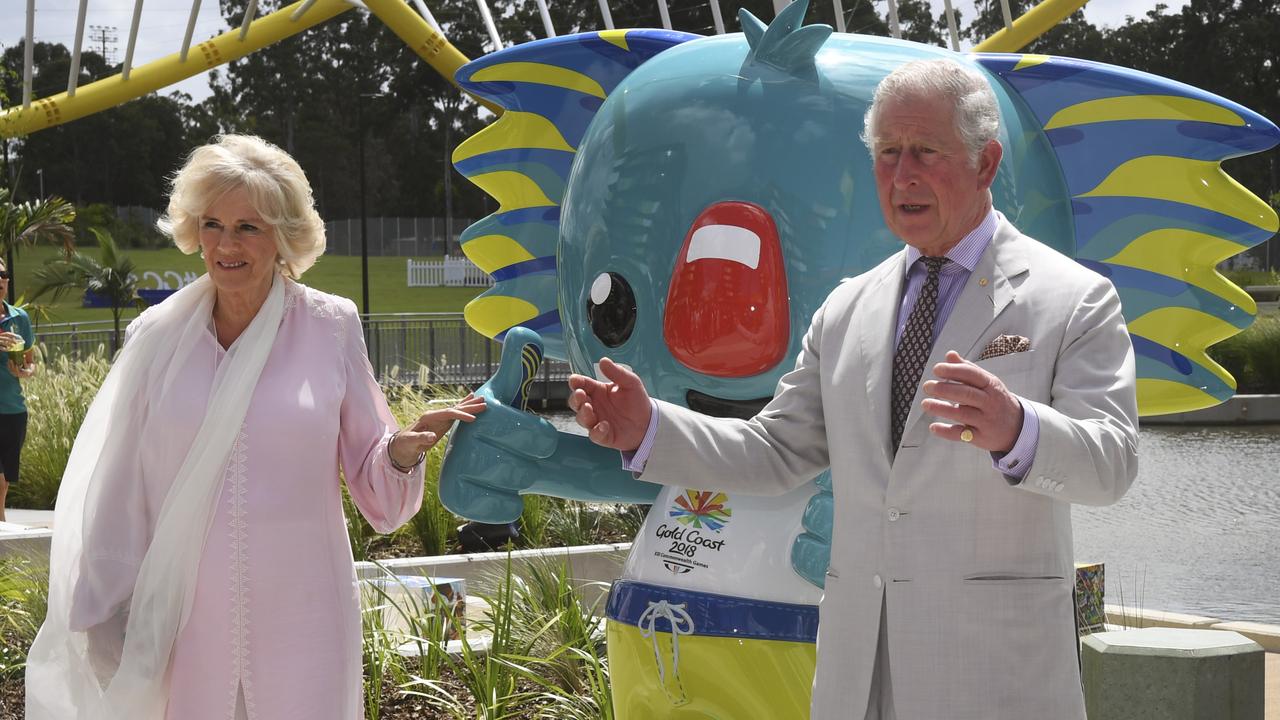 King Charles, then the Prince of Wales, was joined by Camilla at the 2018 Gold Coast Commonwealth Games. (AFP Pool/William West)