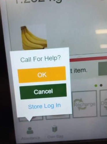 You can call for help from the touchscreen. Picture: TikTok/Woolworths