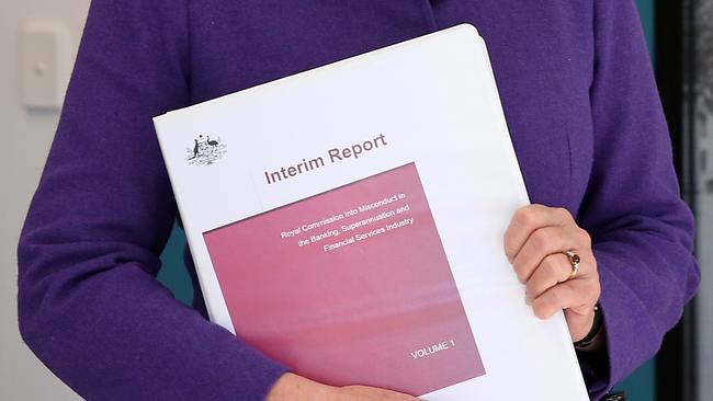 ABA’s CEO, Anna Bligh with a copy of The Royal Commission’s interim report. Jane Dempster/The Australian.