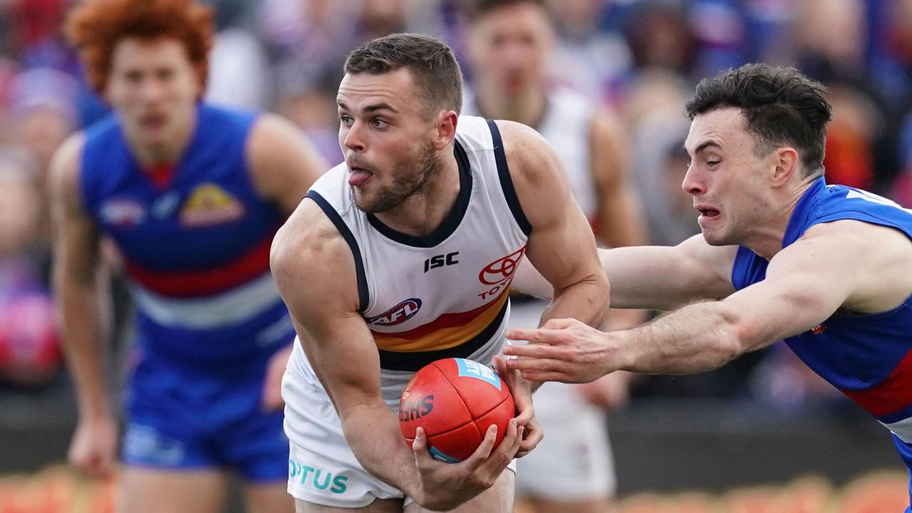 Brad Crouch recorded 39 disposals in Round 10. Photo: AAP Image/Scott Barbour