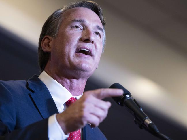 CHANTILLY, VIRGINIA - NOVEMBER 02: Virginia Republican gubernatorial candidate Glenn Youngkin speaks during an election-night rally at the Westfields Marriott Washington Dulles on November 02, 2021 in Chantilly, Virginia. Virginians went to the polls Tuesday to vote in the gubernatorial race that pitted Youngkin against Democratic gubernatorial candidate, former Virginia Gov. Terry McAuliffe.   Anna Moneymaker/Getty Images/AFP == FOR NEWSPAPERS, INTERNET, TELCOS & TELEVISION USE ONLY ==