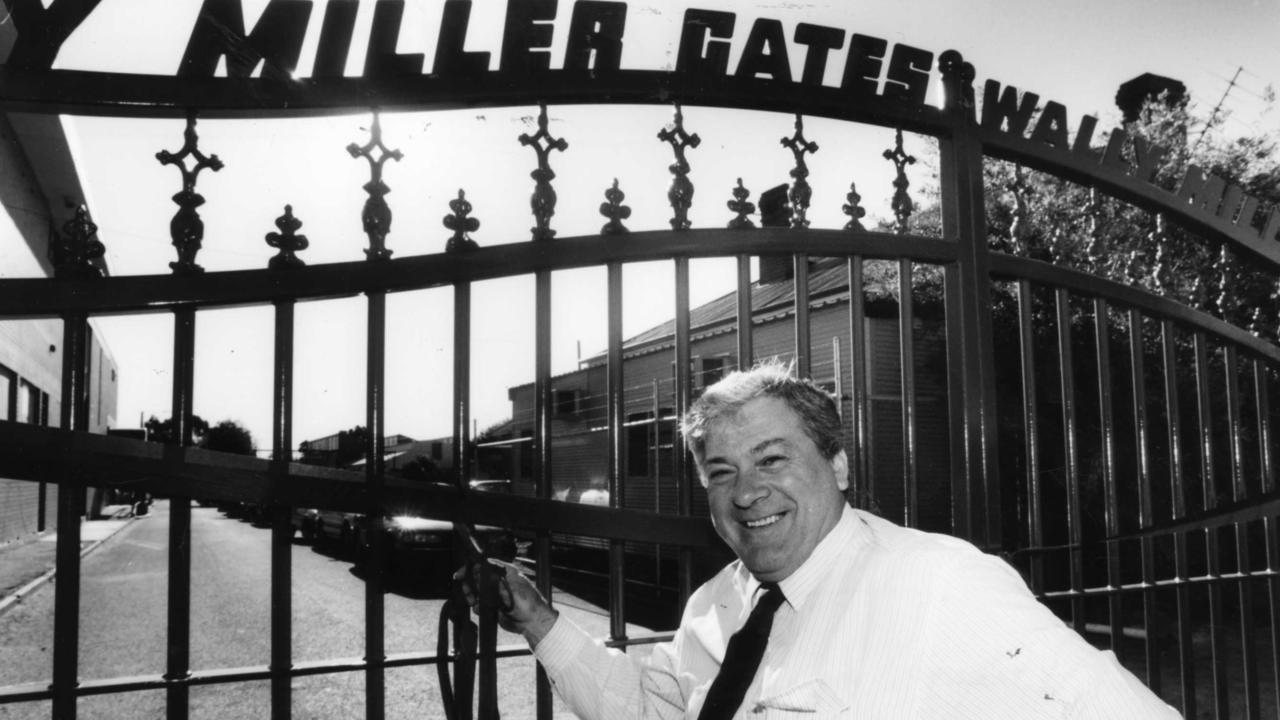 Wally Miller at the opening of the Wally Miller Gates at Norwood Oval in 1994. Picture: Phil Hillyard