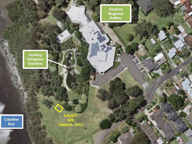 Image showing approximate location of the proposed new Japanese Tea House the Edogawa garden at East Gosford.