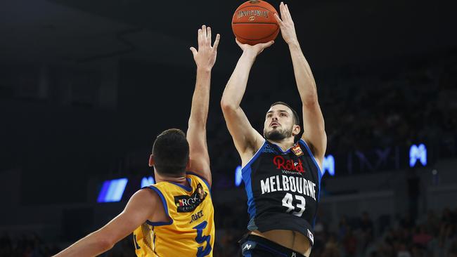 Chris Goulding delivered with a late flurry to ensure the United win. Picture: Getty Images