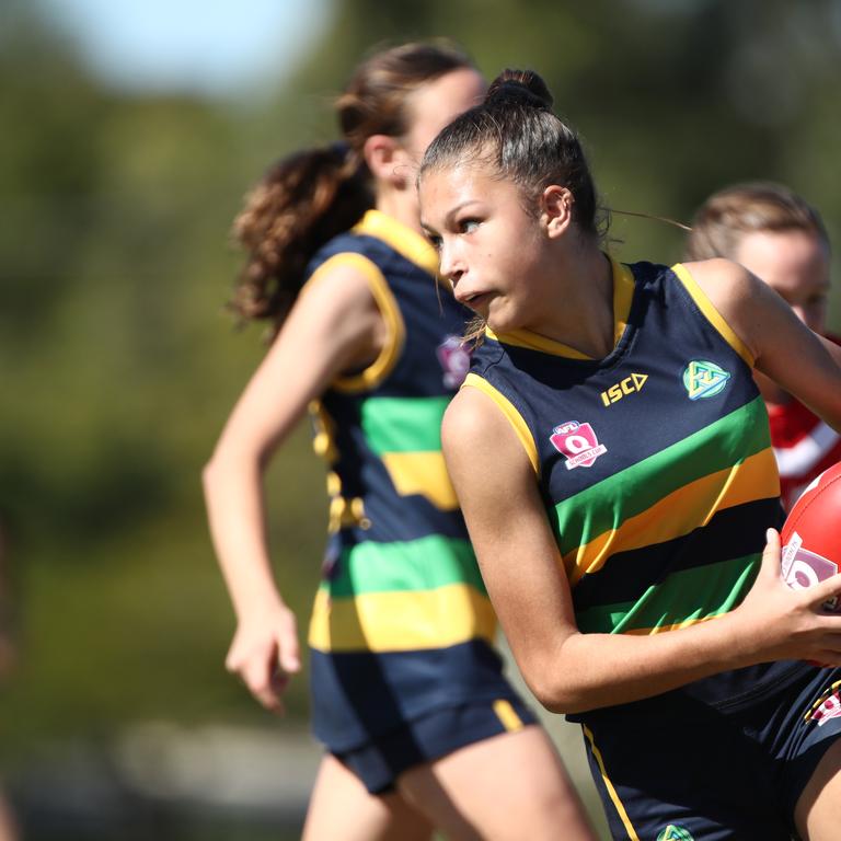 Action from the AFLQ Schools of Excellence competition. Picture: AFLQ