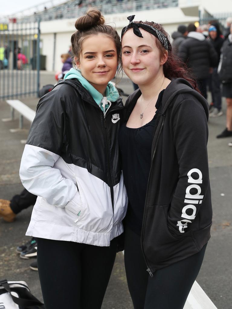 Bronte Freeman, of Risdon Vale, and Kaylah Ford-Wolfe, of Glenorchy, at the Glenorchy v Launceston TSL game at Glenorchy. Picture: NIKKI DAVIS-JONES