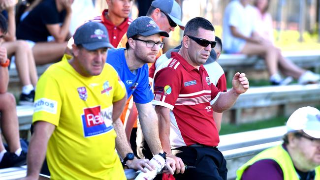 Redcliffe bench Meninga Cup under 18 club rugby league match between home team Brisbane Tigers and Redcliffe. Saturday March 27, 2021. Picture, John Gass