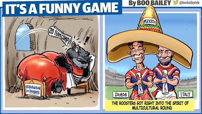 The Bears were woken in North Sydney, while sombreros were in fashion in Sydney's east. Artwork: Scott 'Boo' Bailey.