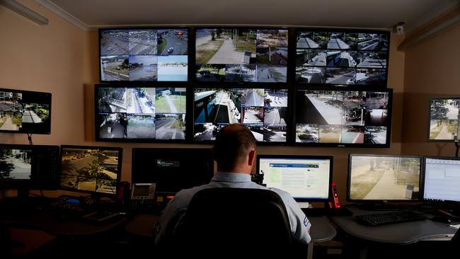 The Cairns Regional Council City Safe CCTV operations centre. PICTURE: STEWART McLEAN