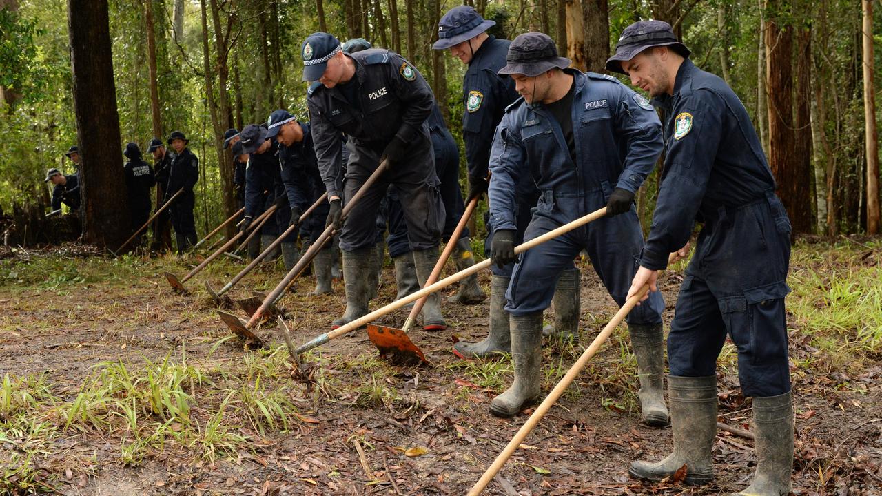 Strike Force Rosann detectives searching for William Tyrrell's remains in scrub off Batar Creek Rd, less than 900m from his late foster grandmother’s home at Kendall on Saturday. Picture: Trevor Veale/News Corp