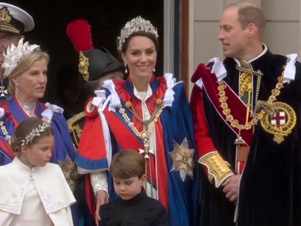 Prince William, Princess Kate, Princess Charlotte and Prince Louis. Picture: Sky News