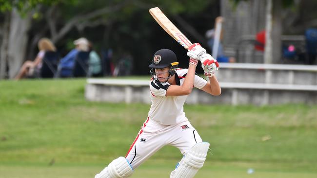 Terrace batsman Tom Campbell GPS First XI cricket Terrace v Brisbane Boys College. Saturday February 5, 2022. Picture, John Gass