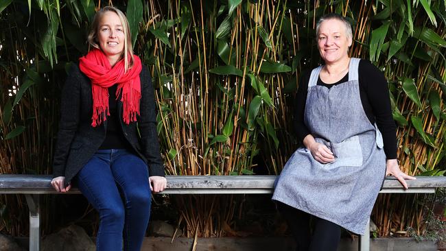 Kate Peacock who teaches business and Kirsten Bacon who is a cooking teacher both at Elizabeth College in Hobart. Picture: NIKKI DAVIS-JONES