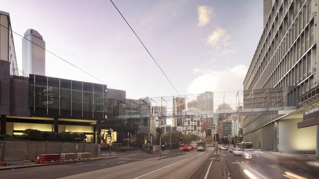 The glass bridge over Queensberry St would connect Crown to the new developement.