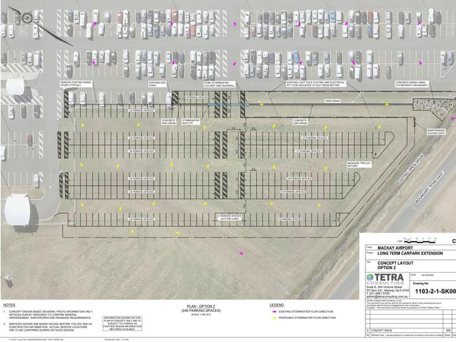 Draft – Mackay Airport Long Term Carpark construction plans. Photo: Contributed