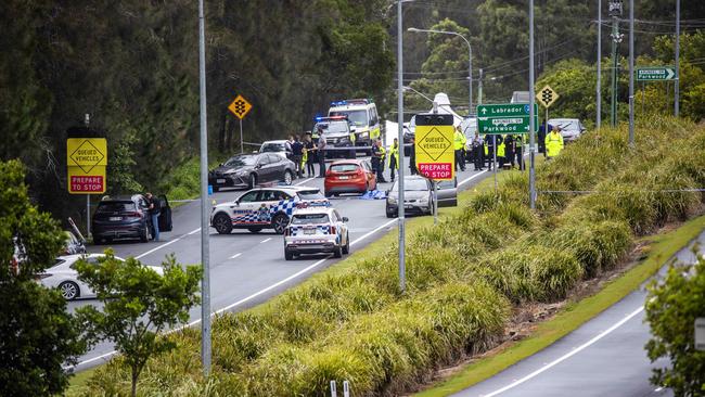 Police at the scene following the shooting. Picture: Nigel Hallett