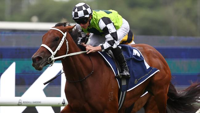 Zougotcha (James McDonald) wins the Millie Fox Stakes at Rosehill on February 24. Picture: Jeremy Ng / Getty Images