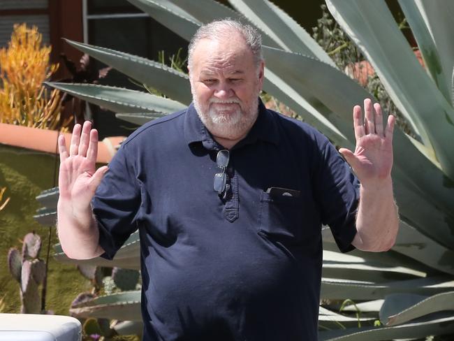 Meghan Markle's father Thomas Markle drops off flowers at her Meghan's mother Doria Ragland home days before the wedding. Picture: MEGA