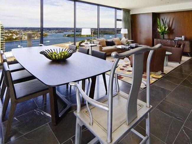 The penthouse looks out over the Sydney Harbour and skyline.