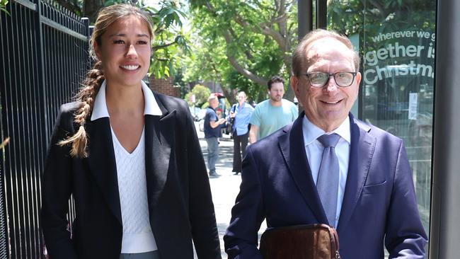 Ow-Yang with solicitor Michael Bowe outside Waverley Local Court. Picture: Matrix