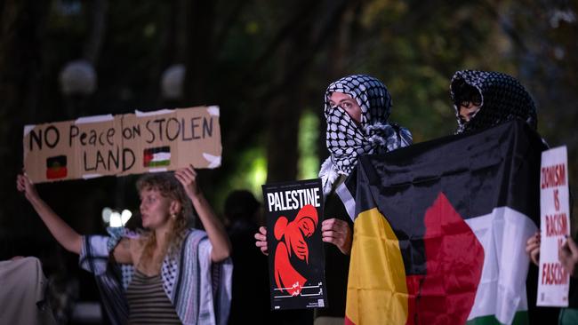 Pro-Palestine protesters took over the Arts West building at Melbourne UNI Campus. Picture: Jason Edwards