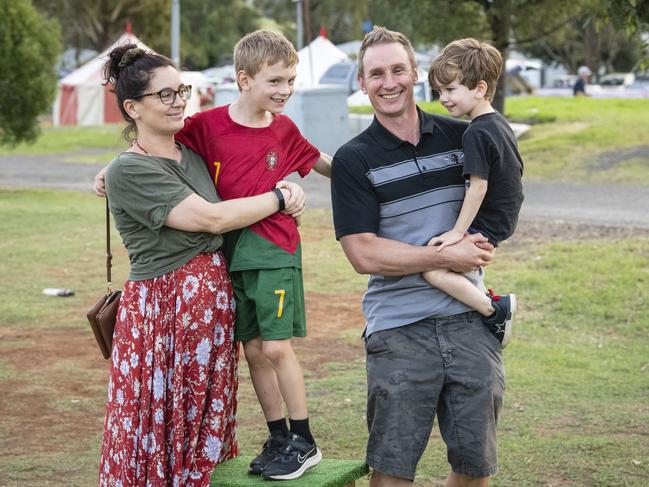 Paula and Antony van den Hondel with their sons Liam and Ethan (right) at the Toowoomba Royal Show, Friday, March 31, 2023. Picture: Kevin Farmer