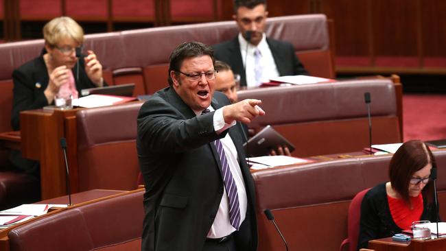 Senator Glenn Lazarus in the Senate Chamber at Parliament House in Canberra.