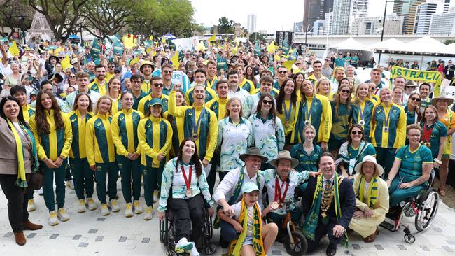 Over 1000 people attended Olympic and Paralympic celebrations in Brisbane. Picture: Mackenzie Sweetnam/Getty Images