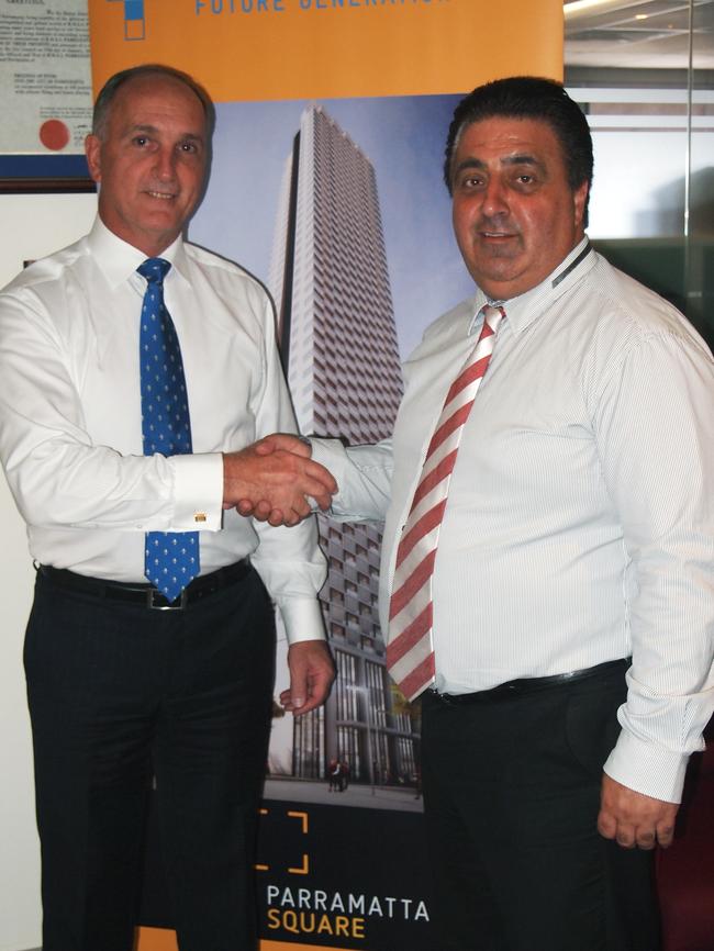 Former Parramatta Lord Mayor John Chedid (right) with Greg Dyer.