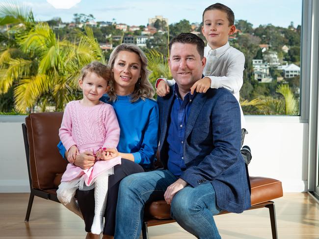 With his family, daughter Sienna, wife Viktoria, and son Roman at their Mosman home. Picture: Julian Andrews