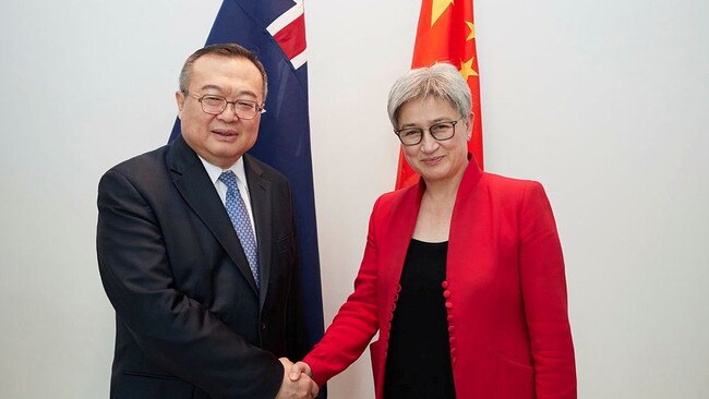 Senator Wong met with the head of the Chinese Communist Party’s International Department in Canberra yesterday. Picture: Supplied.