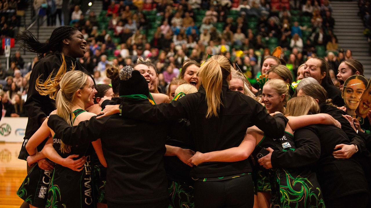 The Cavaliers celebrate their state premiership win over Cripps at Launceston's Silverdone. Picture: PATRICK GEE/SUPPLIED