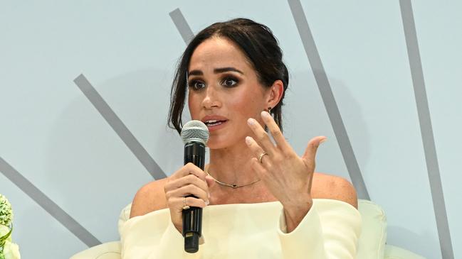 NEW YORK, NEW YORK - OCTOBER 10: Meghan, Duchess of Sussex speaks onstage at The Archewell Foundation ParentsÃ¢â¬â¢ Summit: Mental Wellness in the Digital Age during Project Healthy Minds' World Mental Health Day Festival 2023 at Hudson Yards on October 10, 2023 in New York City. (Photo by Bryan Bedder/Getty Images for Project Healthy Minds)