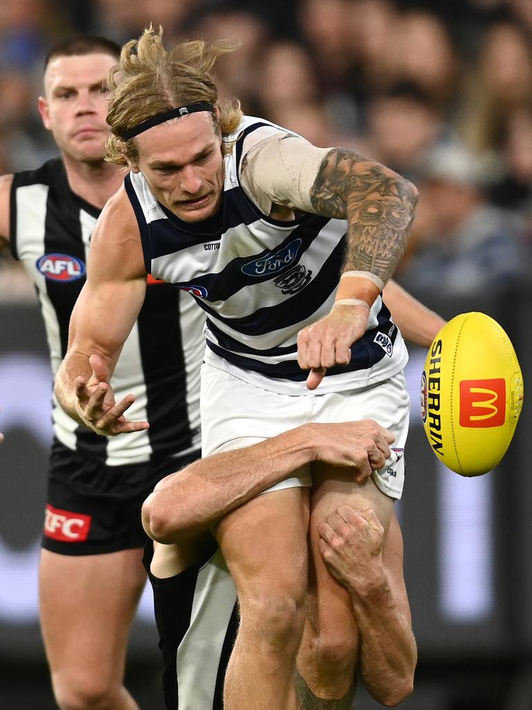 Tom Stewart held firm in the Cats defence. Picture: Getty Images