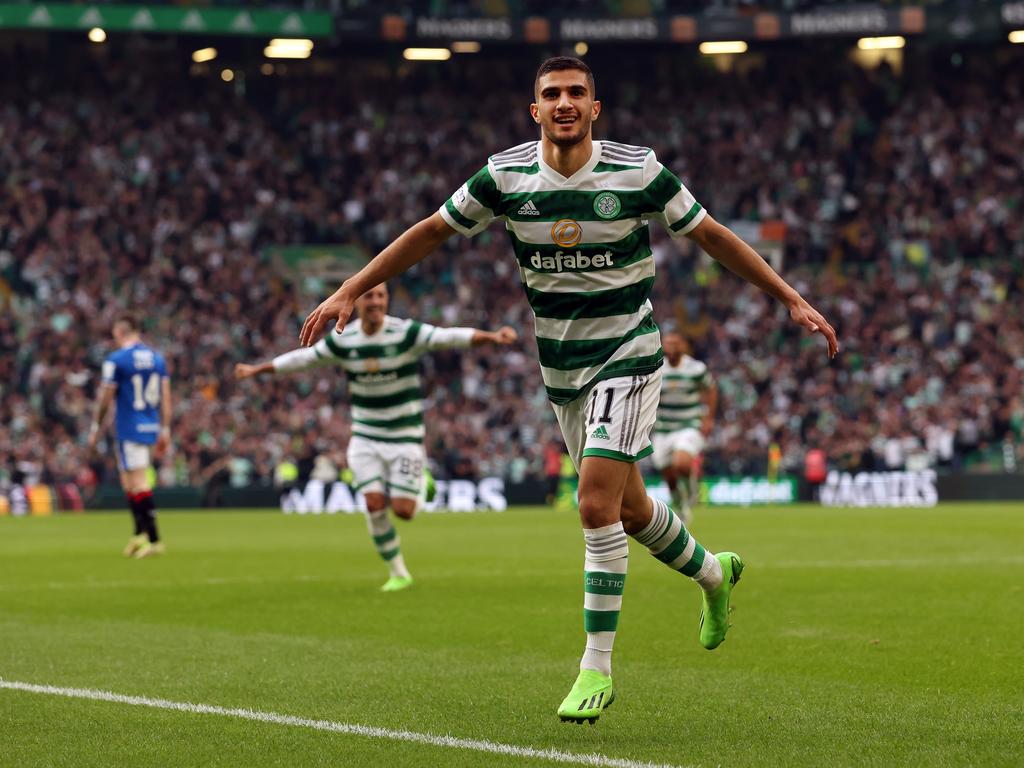 Celtic’s Liel Abada celebrates scoring in his side’s 4-0 weekend thrashing of Rangers. Picture: Ian MacNicol/Getty Images