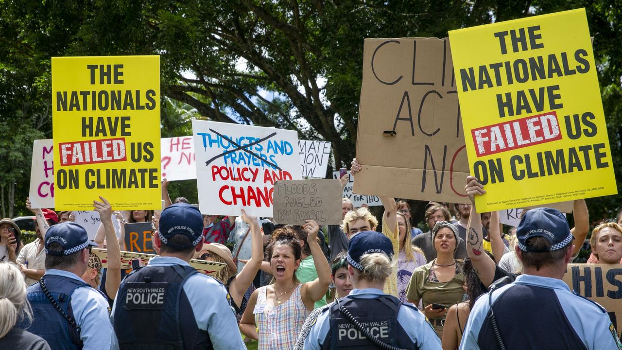 Lismore residents await the arrival of Prime Minister Scott Morrison. Picture: Media Mode